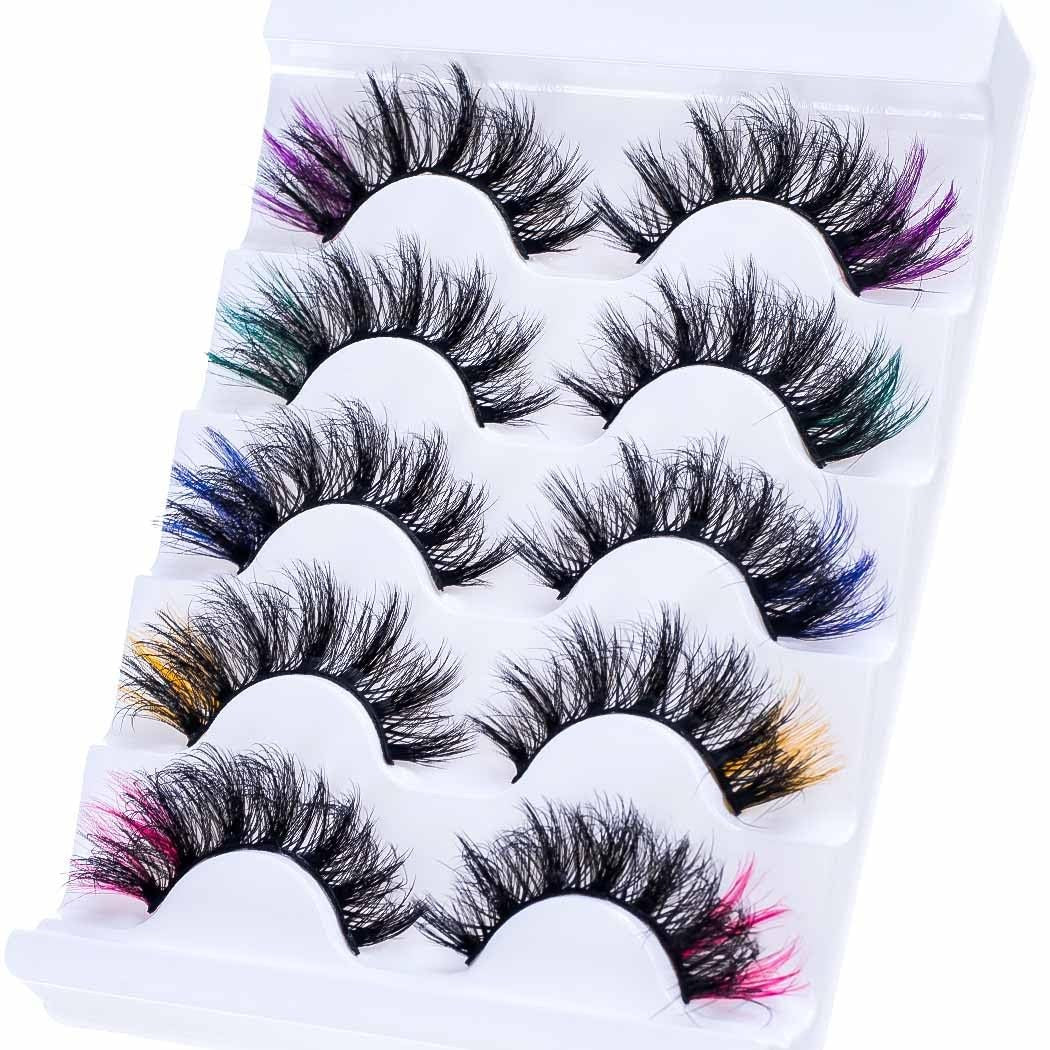Colorful False Mink Eyelash Set with D Curl - Fluffy & Reusable