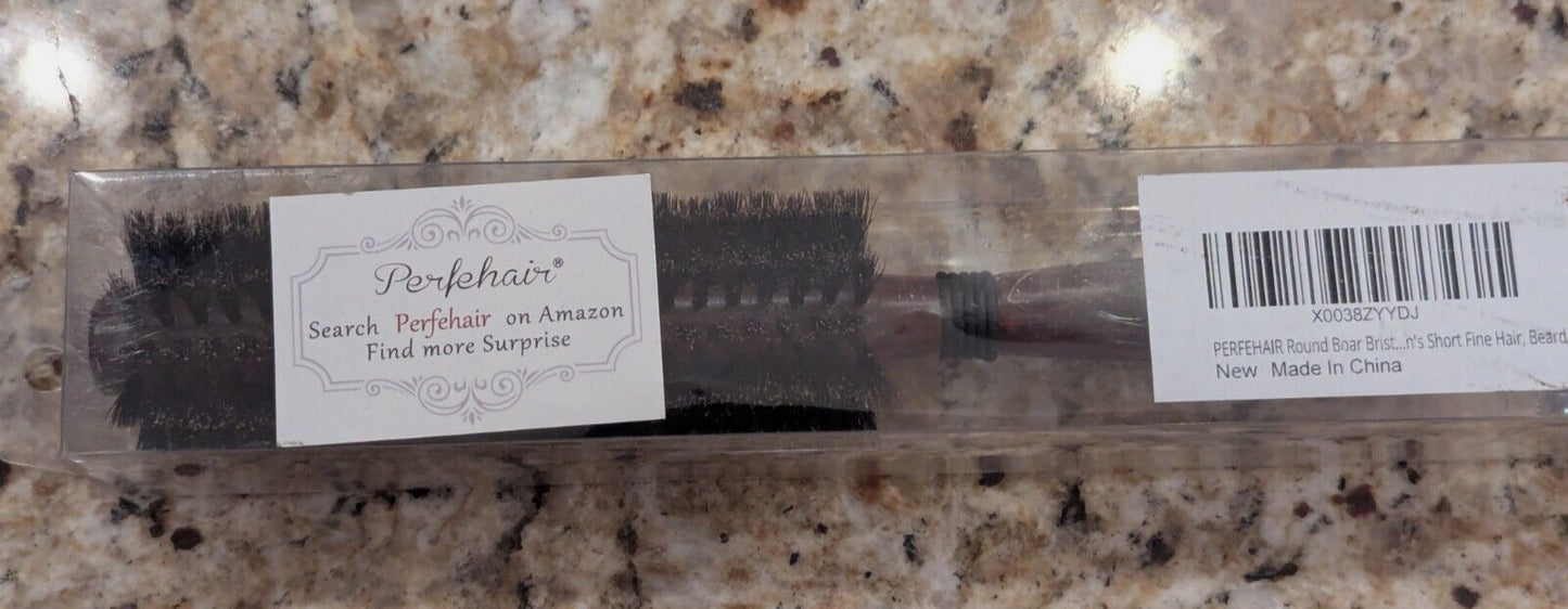 Round Boar Bristle Hair Brush 1.8 Inch for Blow Drying Natural Wooden Handle