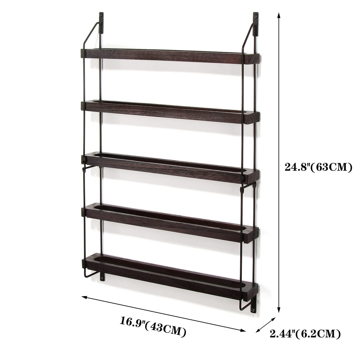 Wall-Mounted Essential Oil Storage Shelf 5 Tiers Rustic Wooden Organizer