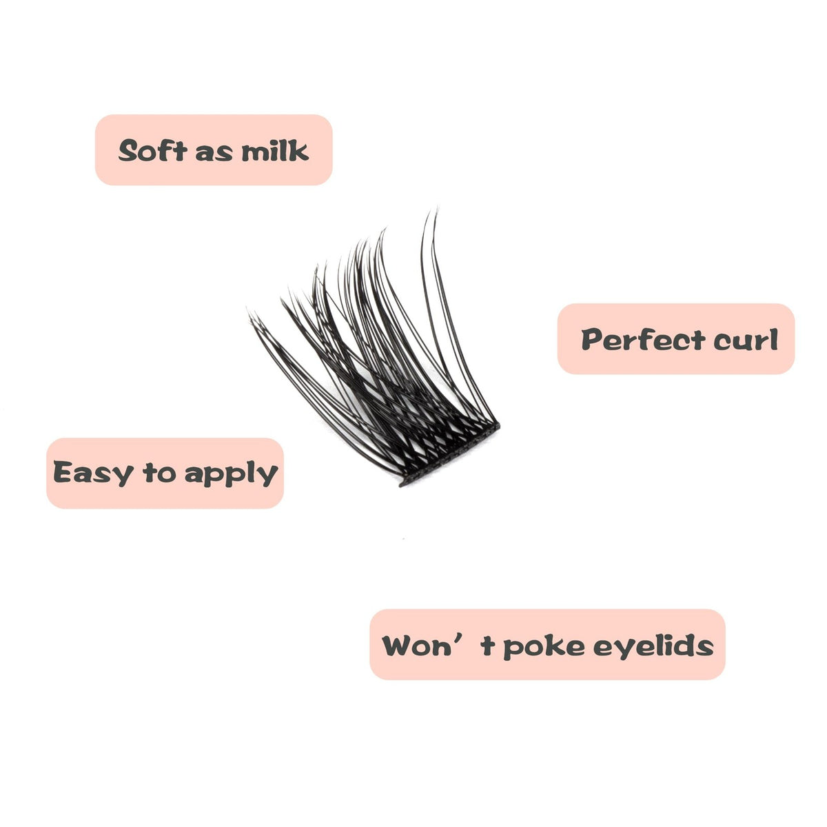 Individual Lash Clusters with D Curl - 144 Pcs for Natural & Glam Looks