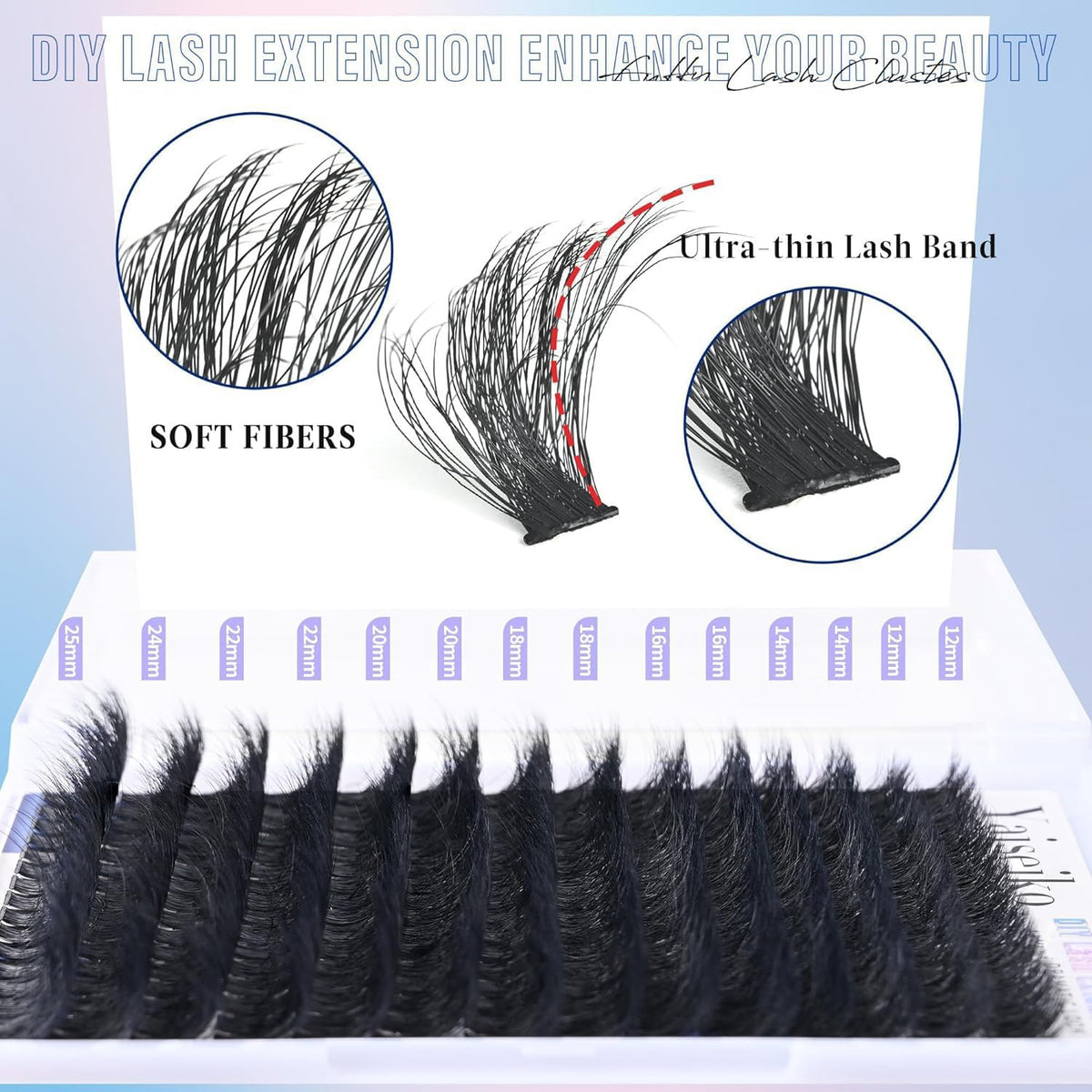 12-25mm Thick Cluster Eyelash Extensions 224Pcs Volume False Lashes