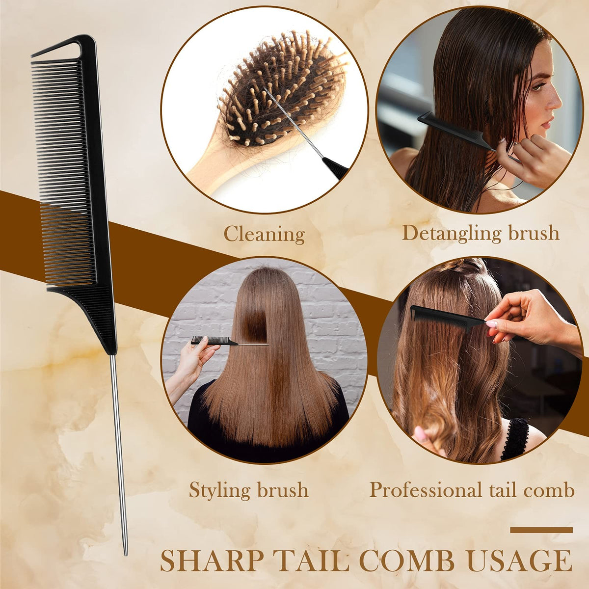 Zopeal 9 Pieces Stitch Braid Tool Finger Hair Parting Standard, Gold,