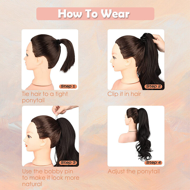 26-Inch Real Human Hair Ponytail Extension with Claw Clip - Thick Hairpiece