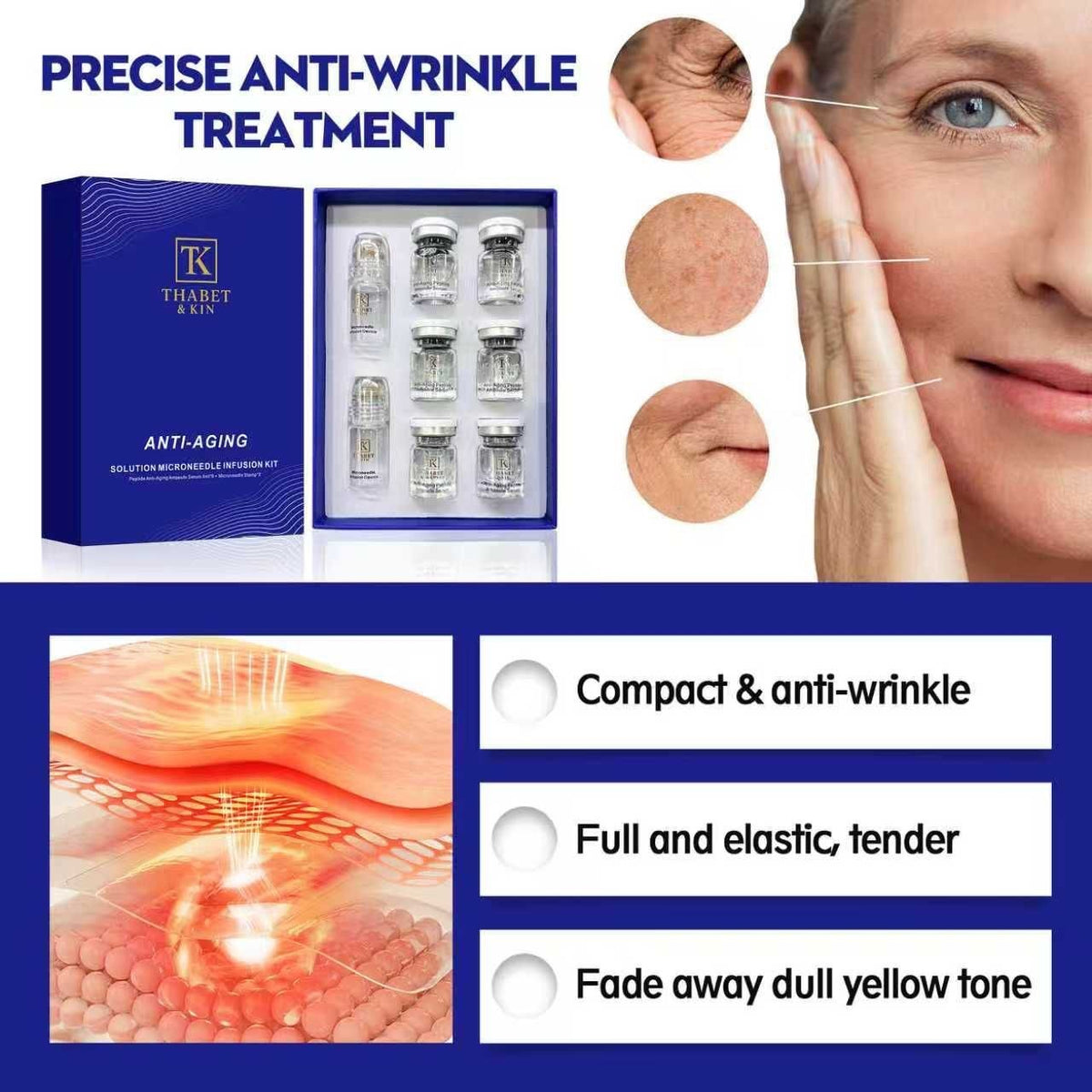 Anti-Aging Micro Infusion Device with Hyaluronic Acid Serum - 0.05mm Microneedle Skin Care System