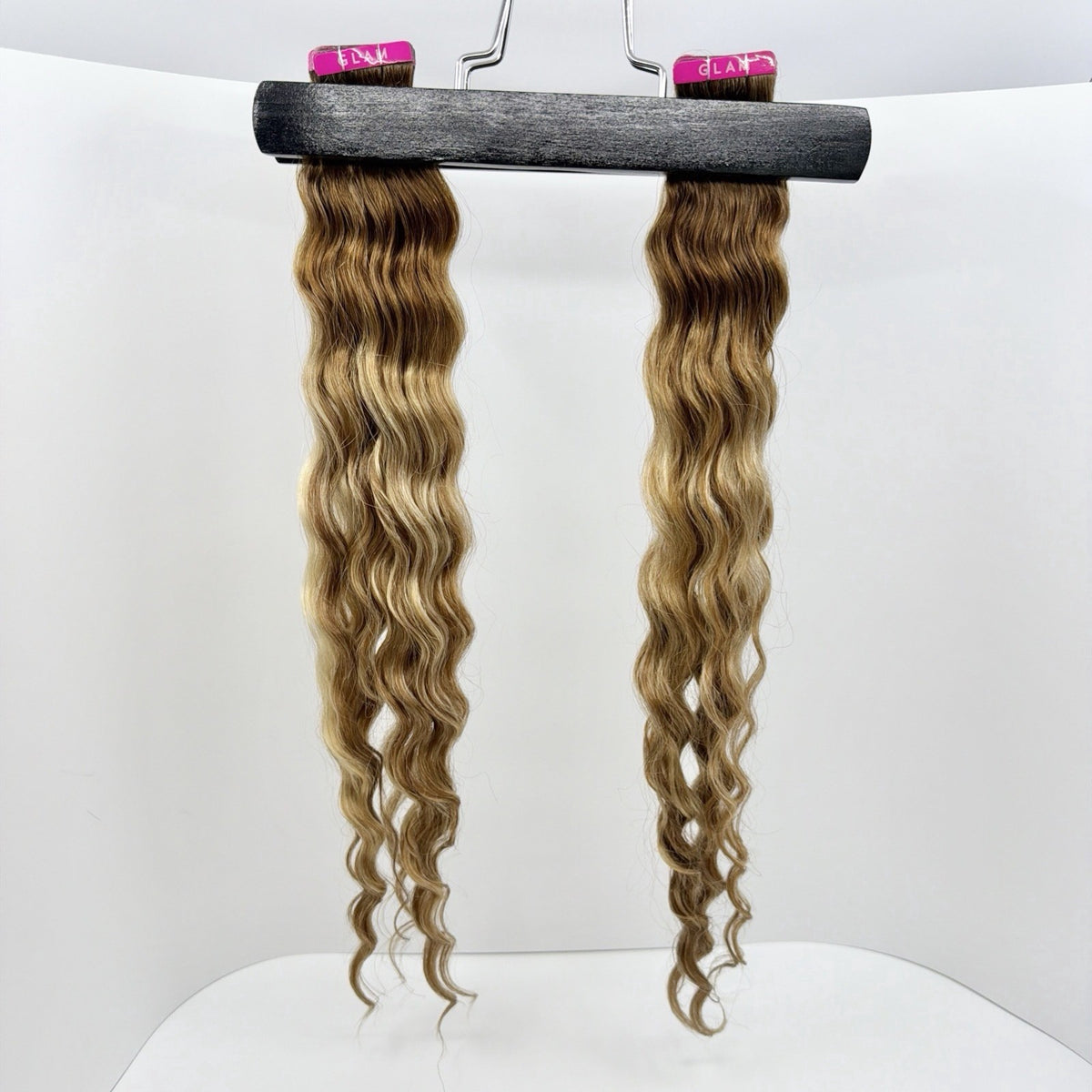 20-Inch Tape-In Hair Extensions with Rooted Toffee Swirl Highlights - 2 Pack