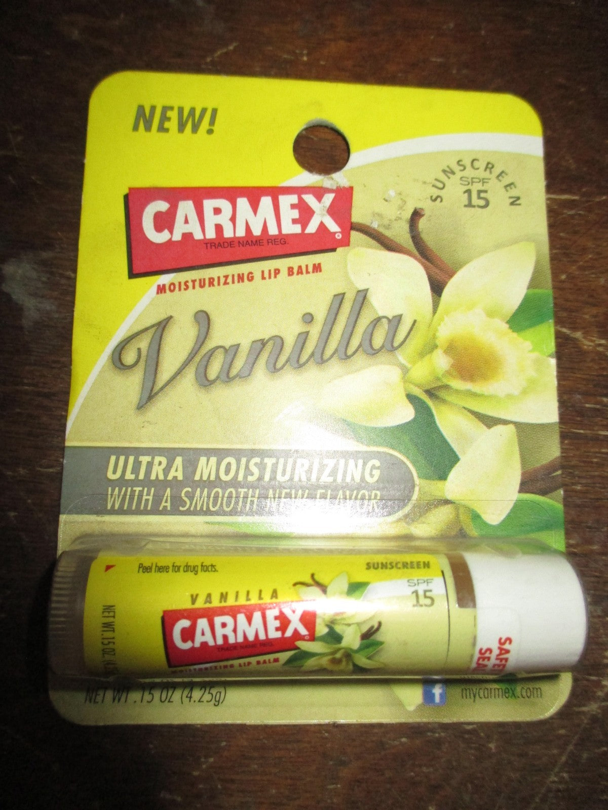 Lip Balm with SPF 15 - Vanilla Scent, 0.15 oz - Moisturizes & Protects