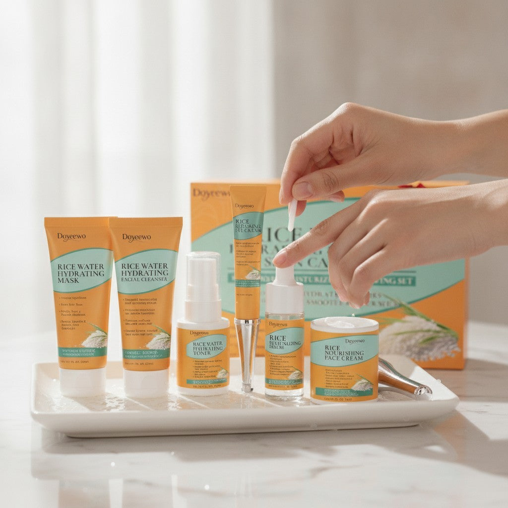 All-in-One Facial Care Set with Rice Extract for All Skin Types - 6 Pieces