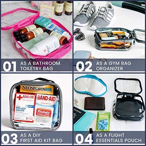 Clear TSA Approved Travel Toiletry Bag for Carry-On, Quart Size Pouch