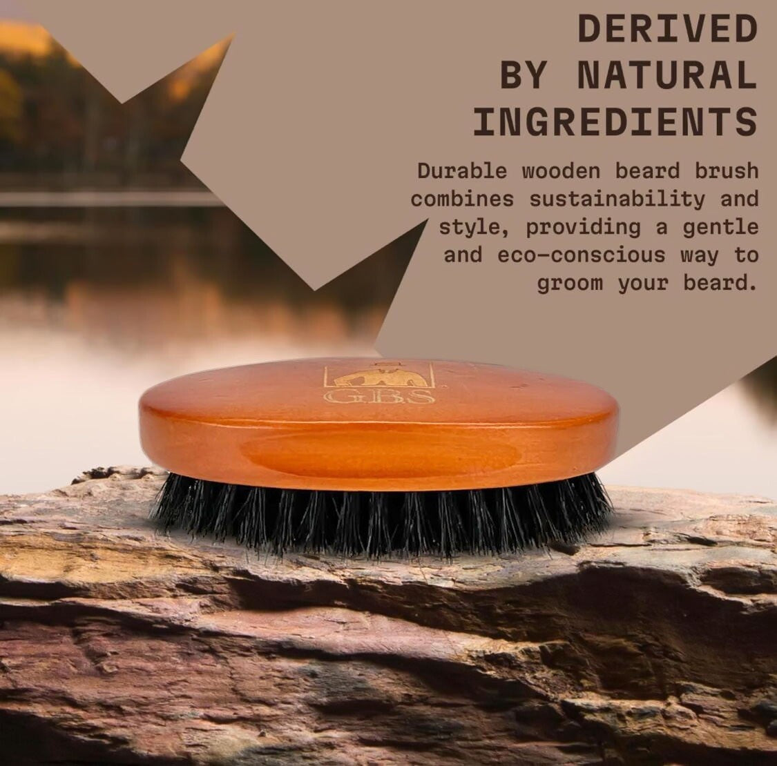 Beard Grooming Brush Comb for Men - Boar Bristles & Wooden Handle - Travel & Gift Ready