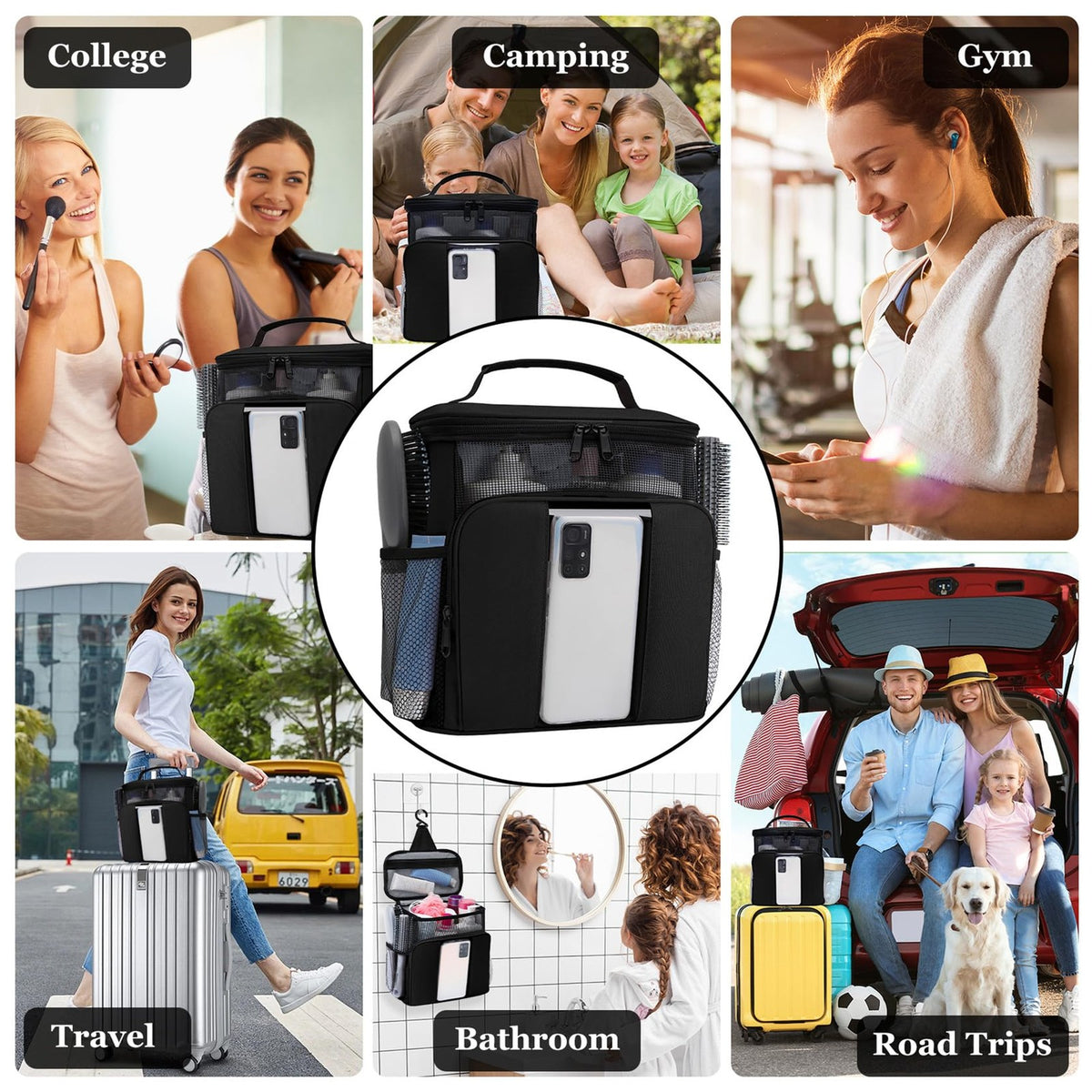 Large Water-Resistant Travel & Dorm Bathroom Caddy Organizer for College Students