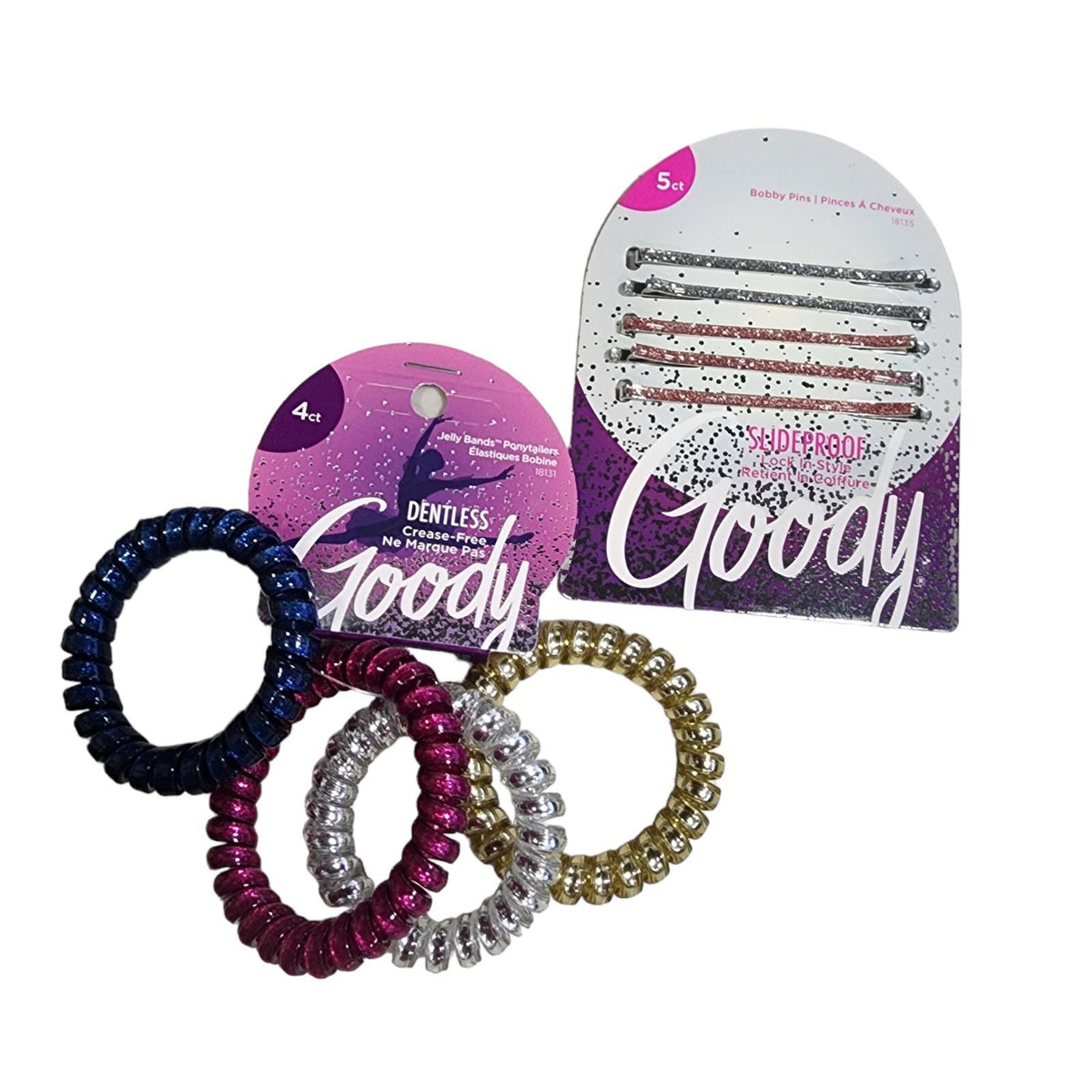 Goody Spiral Jelly Band Hair Tie and Bobby Pin Lot
