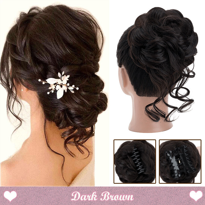 Messy Bun Claw Hair Clip Extensions - Curly Thick Updo Accessory
