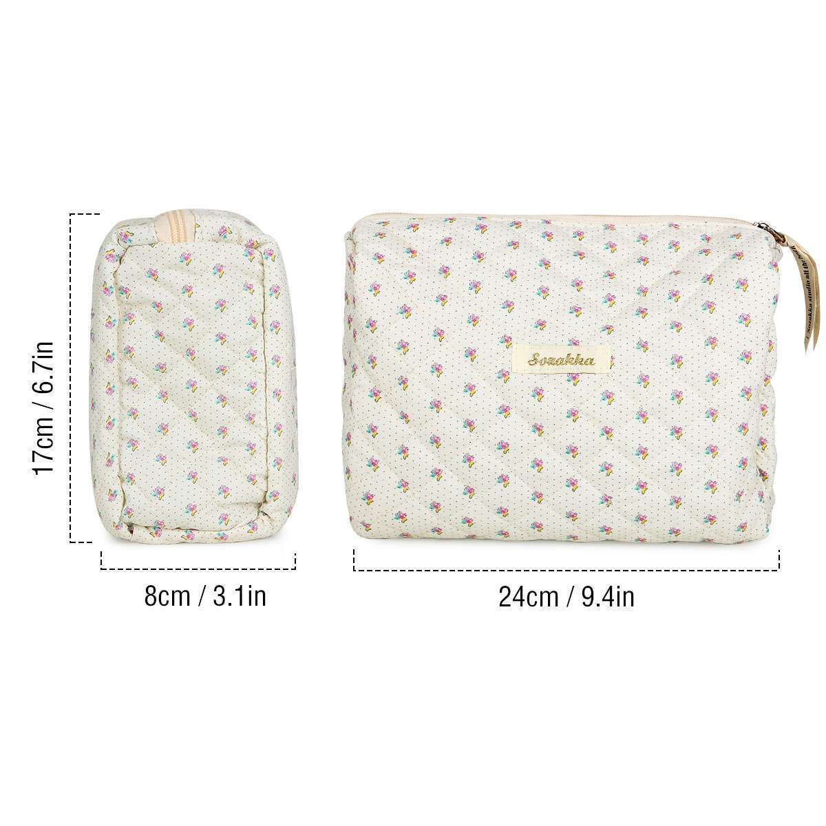 Elegant Travel Cosmetic Bag Organizer with Flower Pattern - Padded Toiletry Storage
