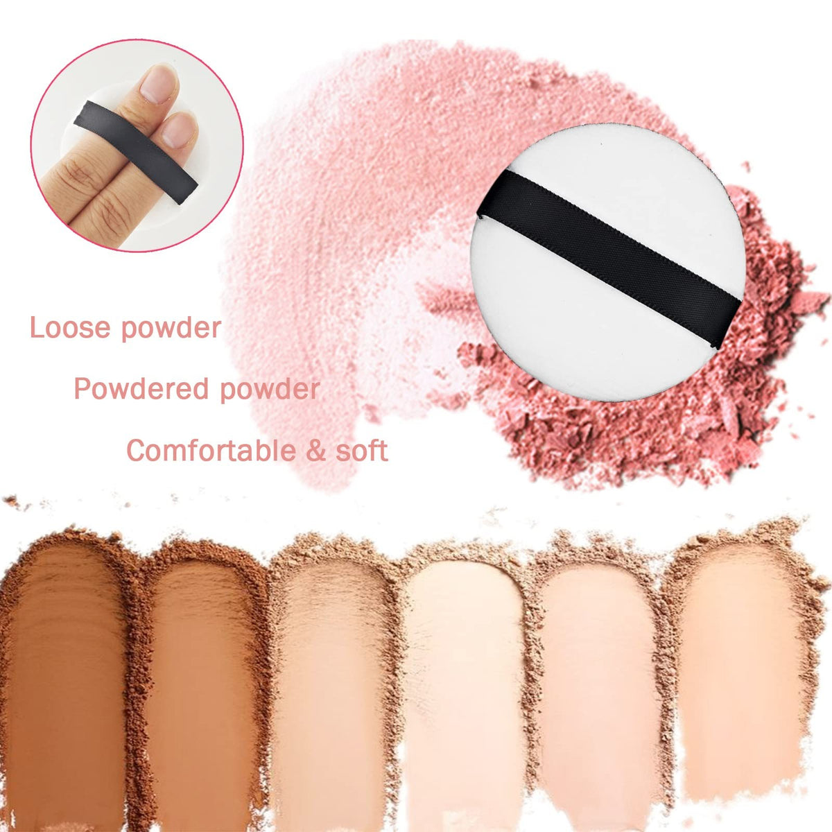 Powder Makeup Puffs Set - Soft 2.16-Inch Applicators for Foundation & Loose Powder