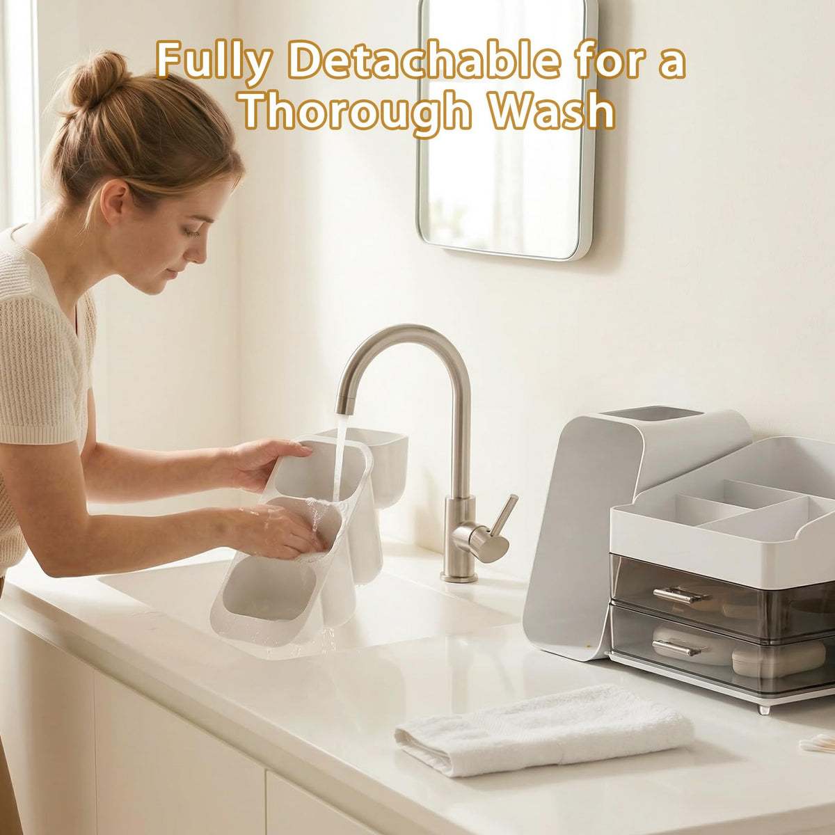 Large Capacity Makeup Organizer with Brush Holder for Vanity and Countertop