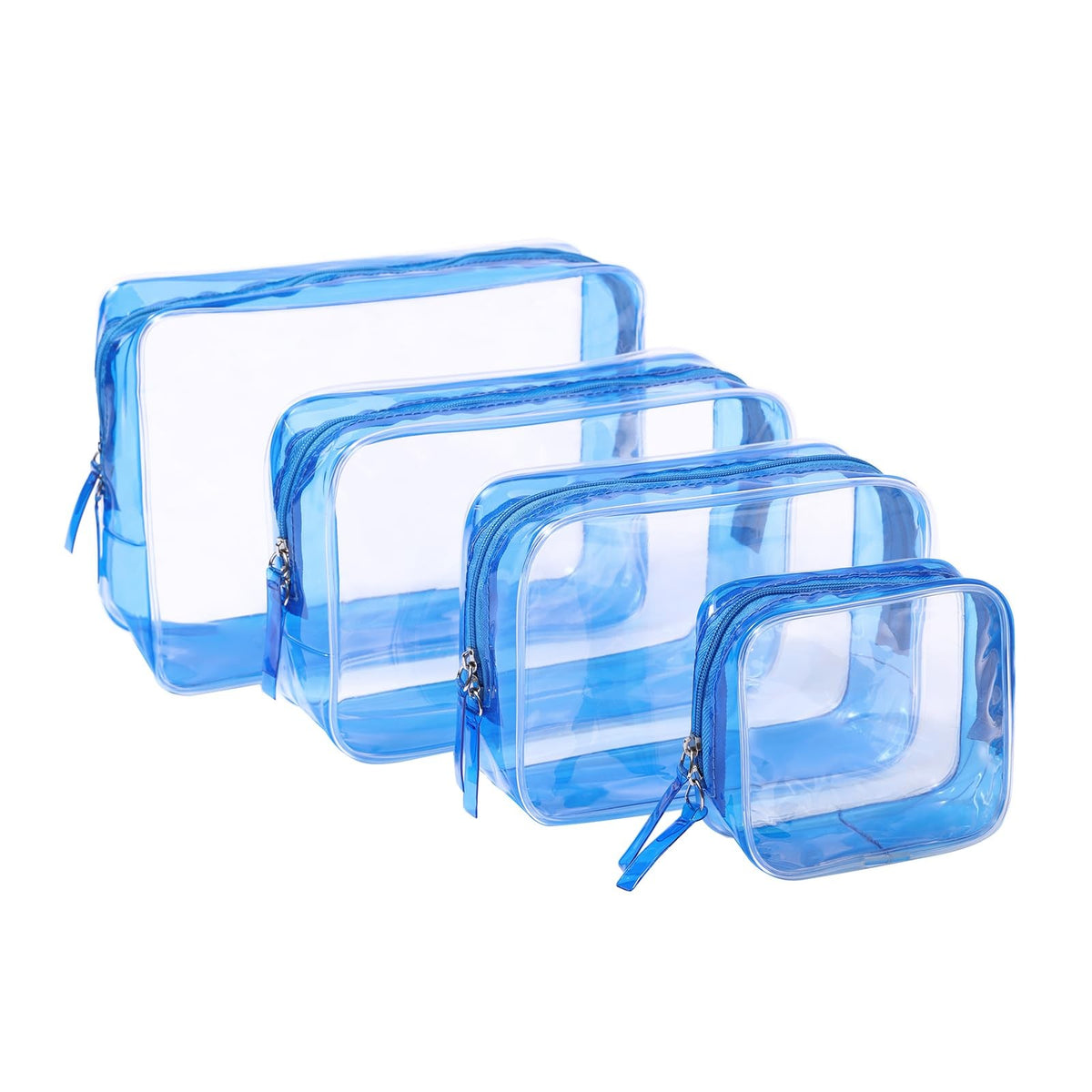 Clear Travel Cosmetic Bag Set - 4 Pcs Makeup & Toiletry Organizer