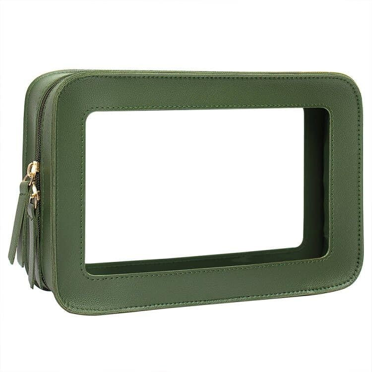 Clear Makeup Bag Organizer TSA Approved Portable Travel Toiletry Green
