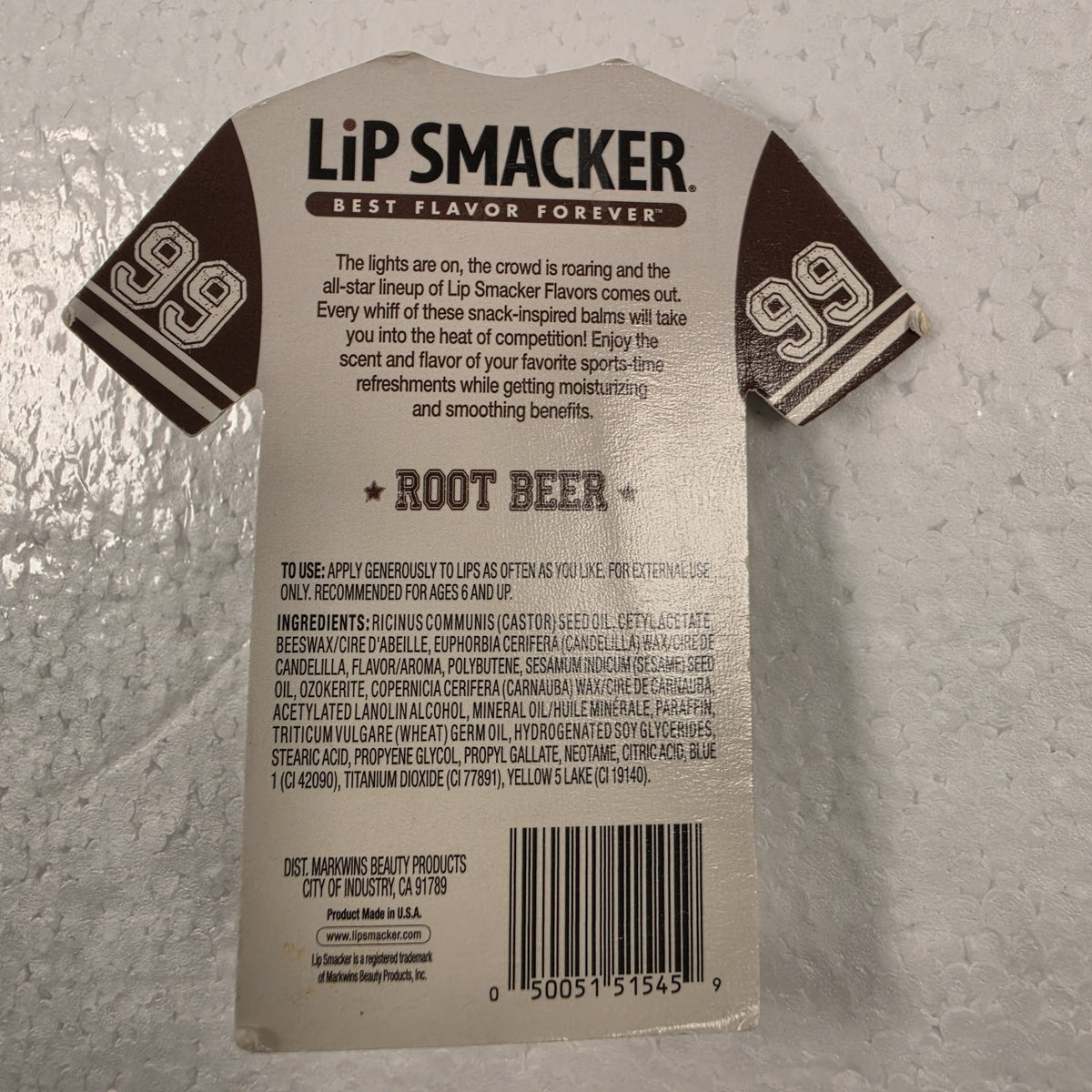 Vintage Lip Smacker Root Beer Lip Balm Card - 90s Collectible Football Jersey Style