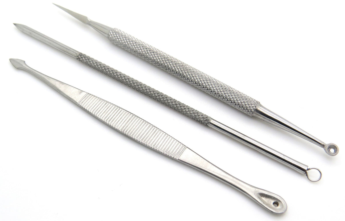 Professional Blackhead Comedone Pimple Extractor Kit - 3 Precision Tools