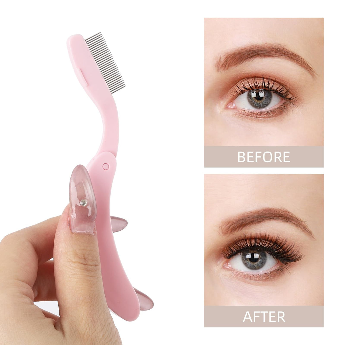 Pink Folding Eyelash Comb Separator Tool for Lash and Brow - 5 Pack