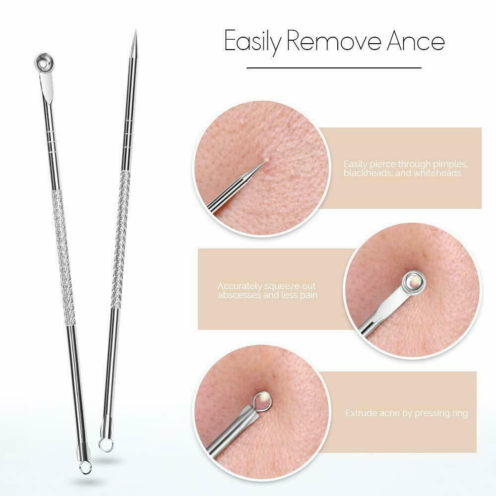 9Pcs Blackhead Acne Pimple Extractor Kit with Travel Case - Professional Skin Care Tools