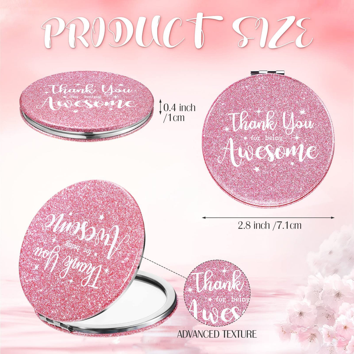 12-Pack Pink Double-Sided Compact Mirrors for Women and Gifts