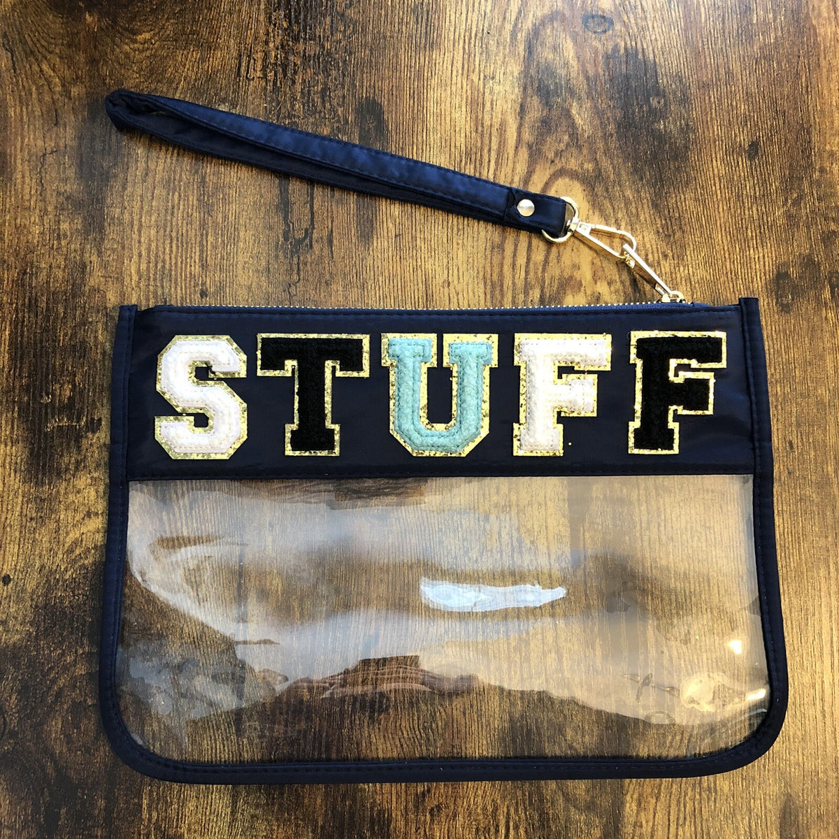 Clear Stadium Travel Makeup Bag with Wristlet - PVC Cosmetic Bag