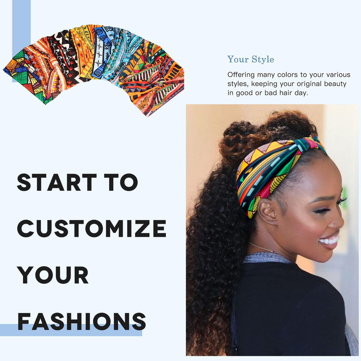 Women's Wide Boho Knotted 1 Count (Pack of 8), No13(boho colors 8 pcs)