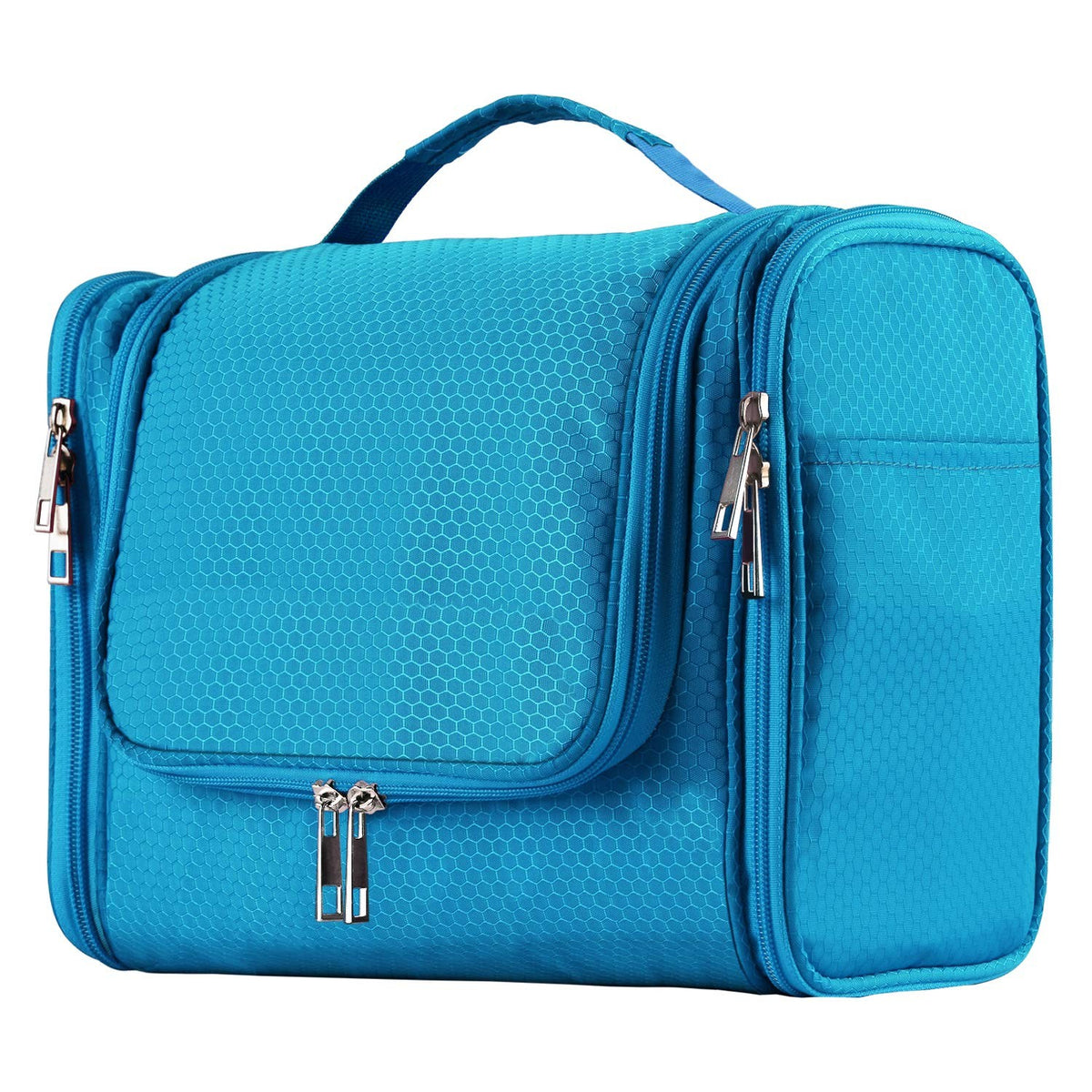 Light Blue Hanging Toiletry Bag Water-Resistant Nylon Travel Organizer