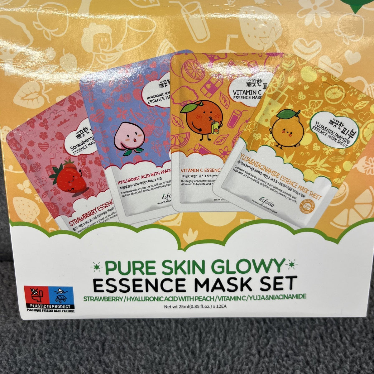 Pure Skin Glowy Essence Mask Set - Strawberry Peach