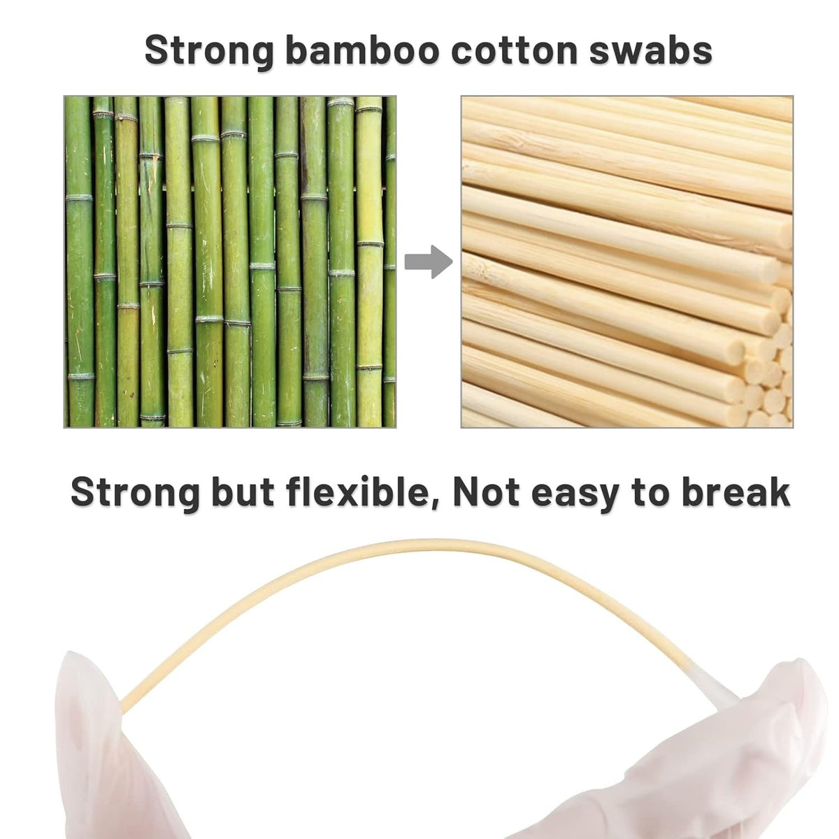 Long Cotton Swabs with Bamboo Sticks - 200PCS, Lint-Free Cleaning Tools