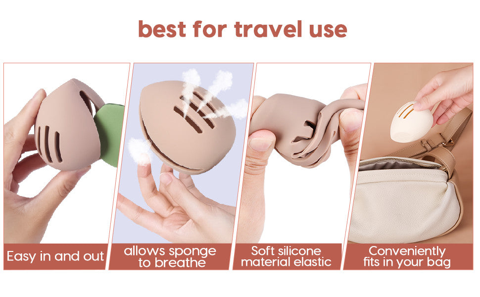 Travel Cosmetic Storage Case for Makeup Sponges - Egg-Shaped Silicone Holder