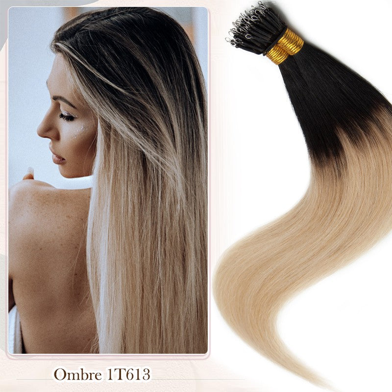 Nano Beads Hair Extensions 100% Remy Human Hair Balayage Ombre Blonde