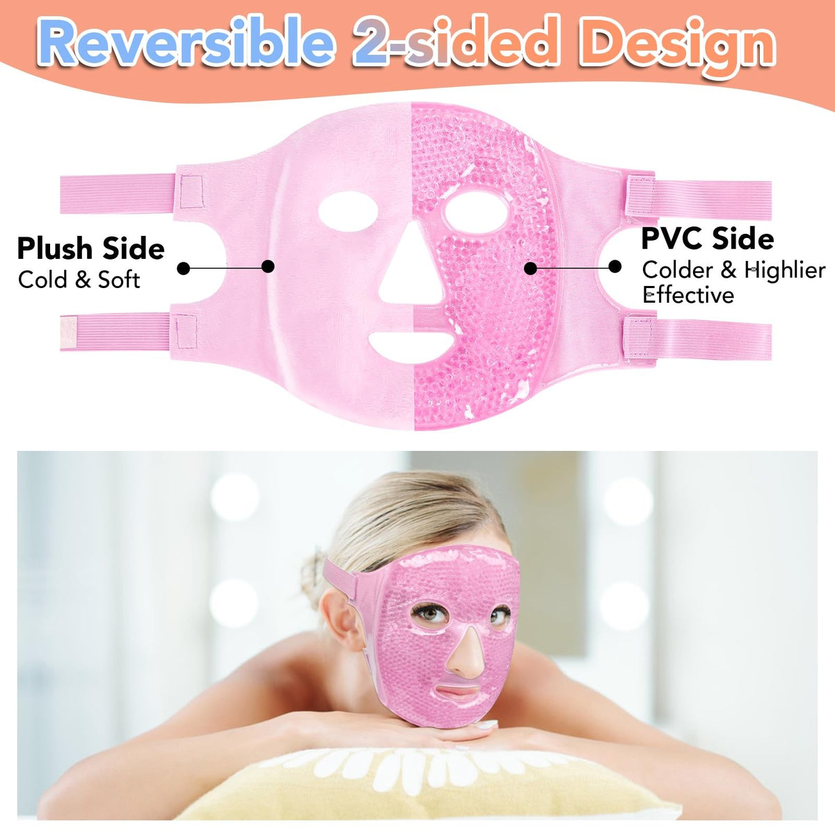 Cooling Gel Eye Mask for Puffy Eyes & Migraines - Reusable Hot & Cold Compress