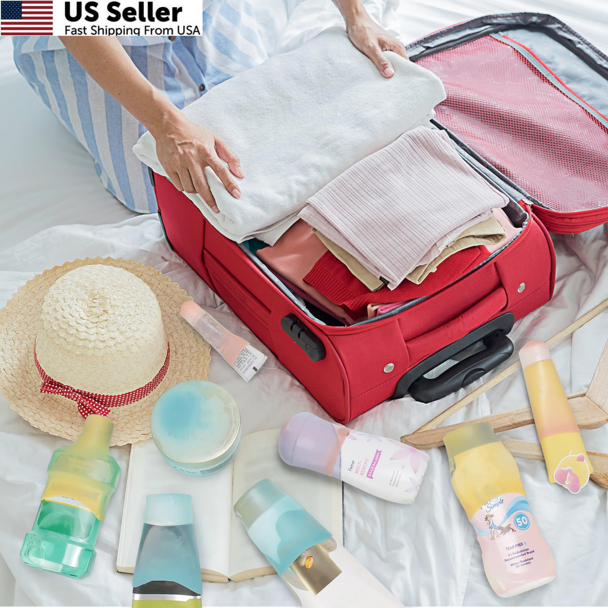24 Pack Silicone Bottle Covers for Travel and Storage - Multiple Sizes
