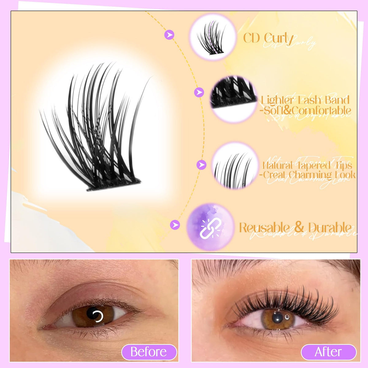 Wispy Volume Lash Clusters - 120 Count Black False Eyelashes for Natural & Glam Looks