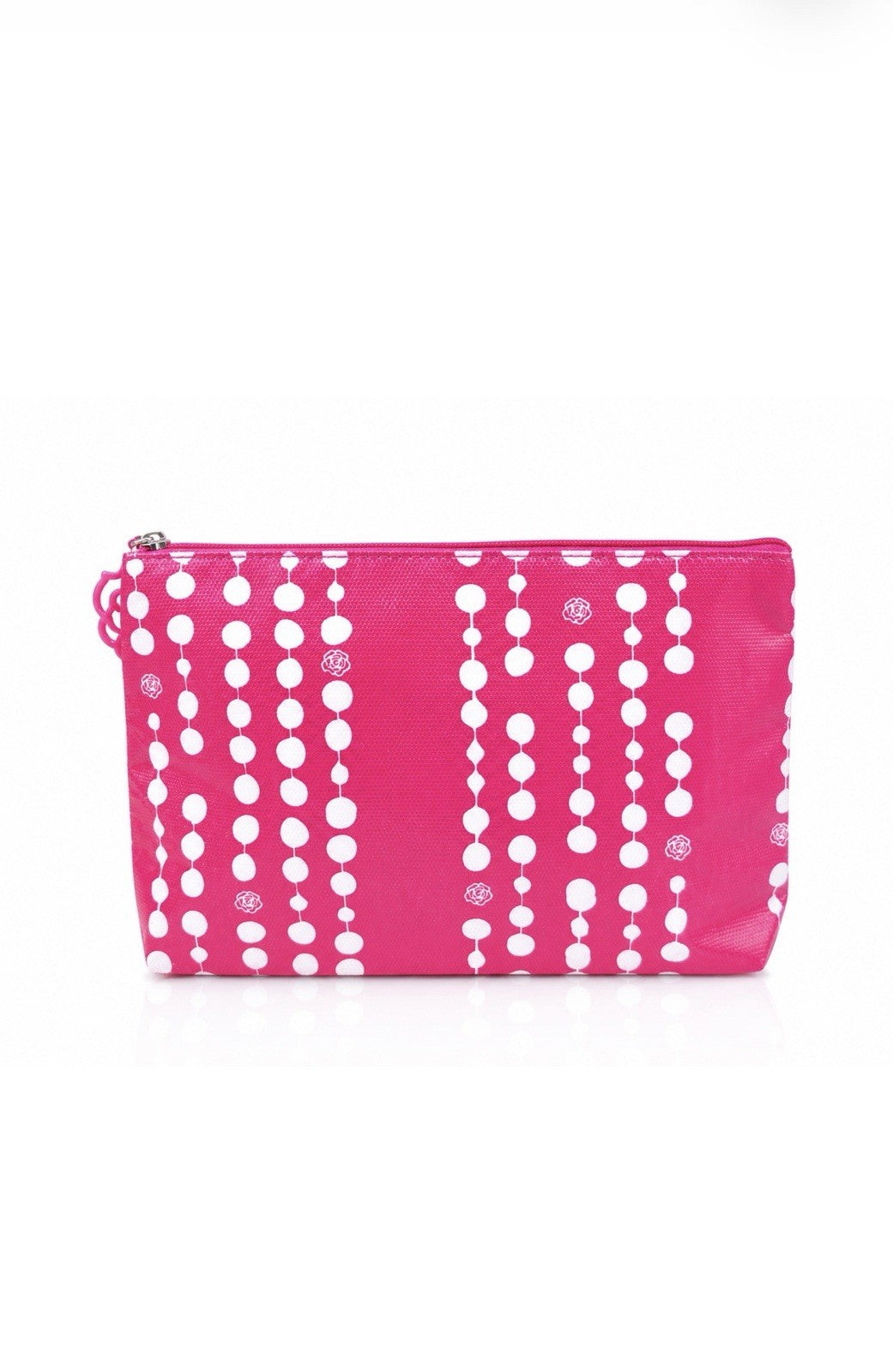 Lancome Pink Polka Dot Cosmetic Bag Purse - Travel Makeup Organizer