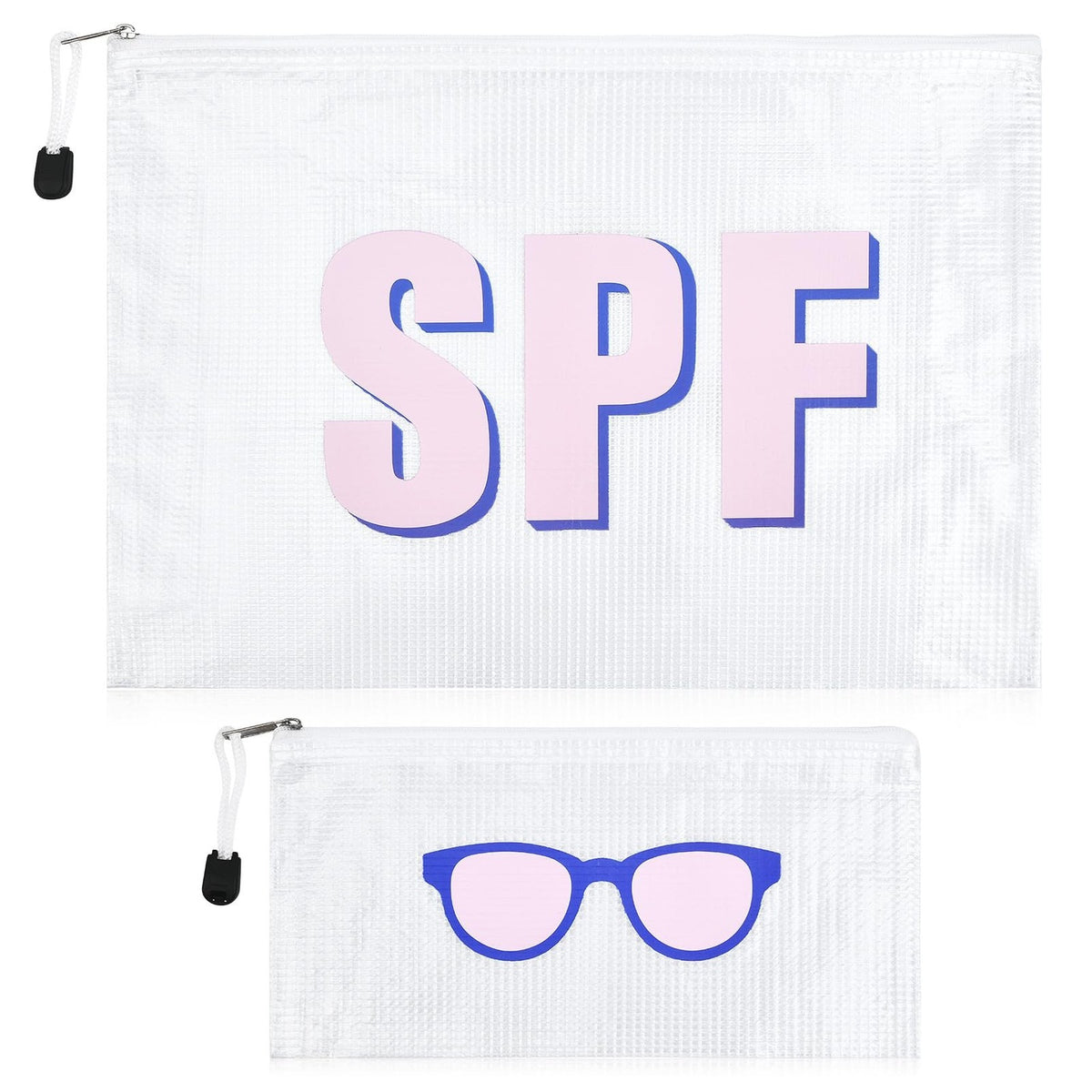 Waterproof Makeup Bag Set - Clear Zippered Cosmetic Pouches for Travel & Beach