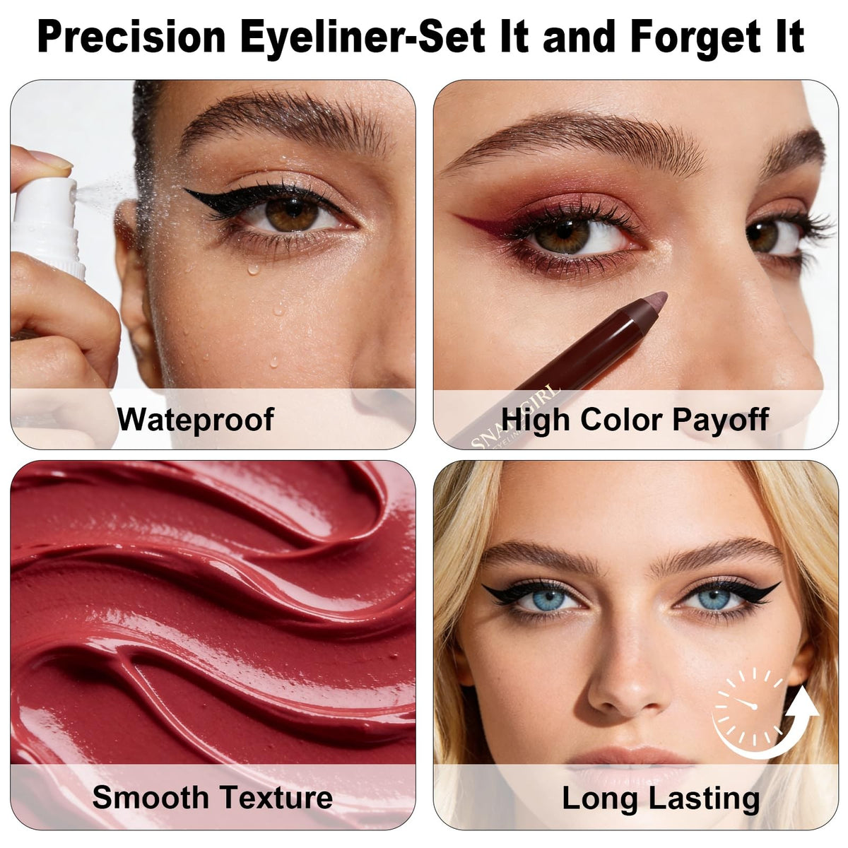 Gel Eyeliner Pencil Waterproof Smudge-Proof Fine Tip Makeup Tool