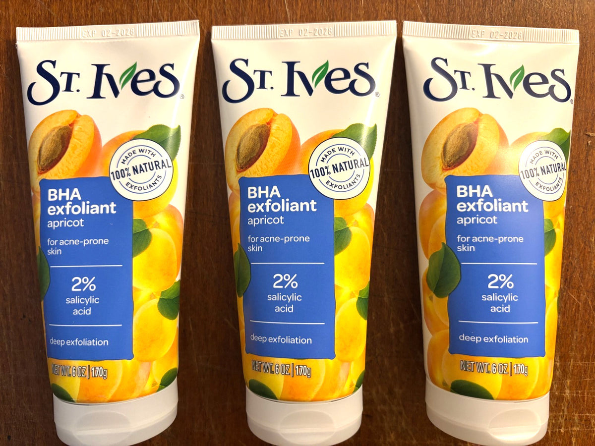 St. Ives BHA Apricot Face Scrub, W/ 2% Salicylic Acid 6oz *LOT OF 3*