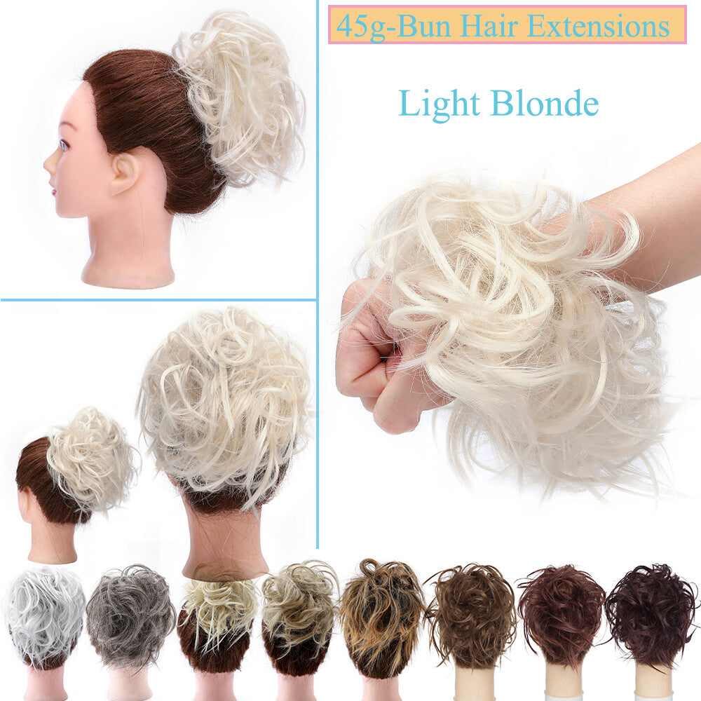 Large Messy Bun Hair Extension - Voluminous Synthetic Ponytail Wrap