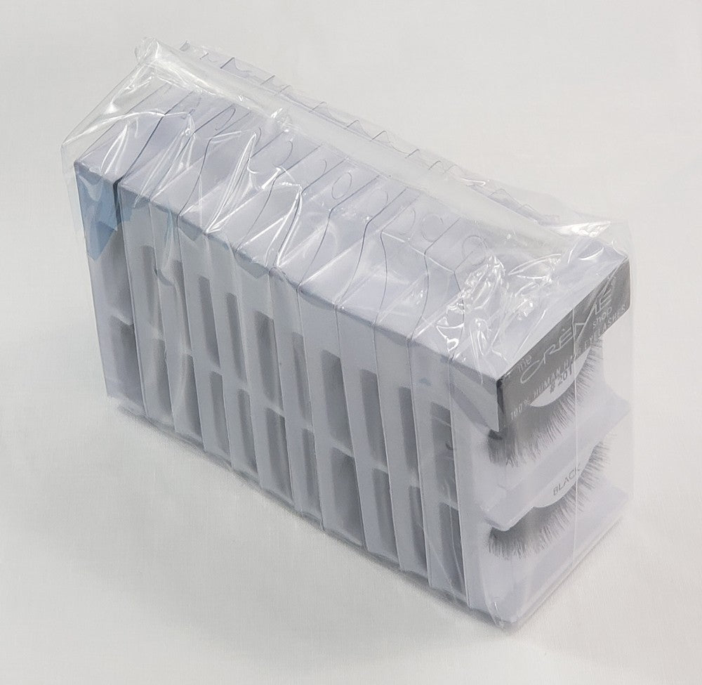 12 Pack Human Hair False Eyelashes - Thick & Long Natural Look #201