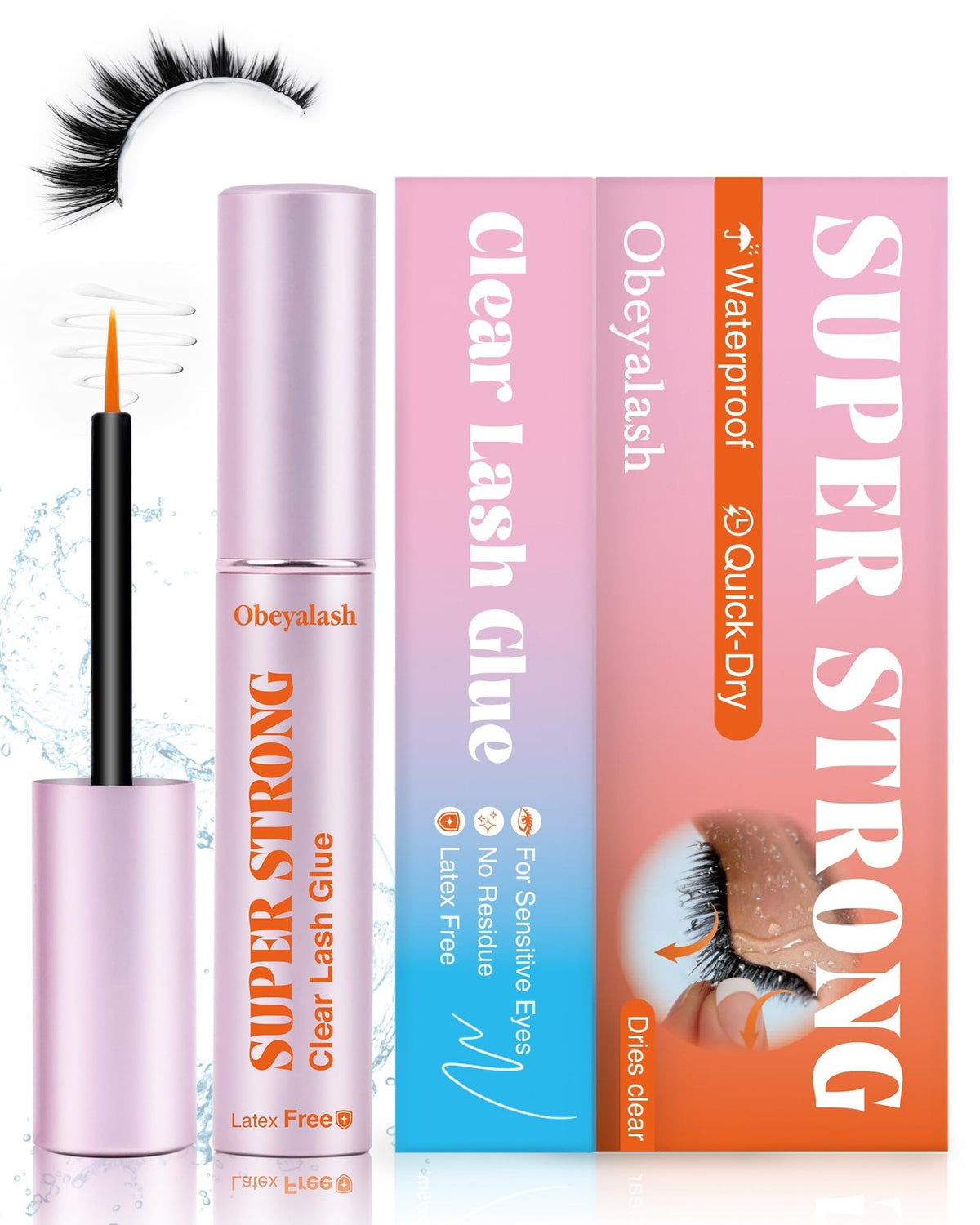 Strong Hold Waterproof Lash Glue 0.17oz - Clear, Latex-Free, Fast Drying