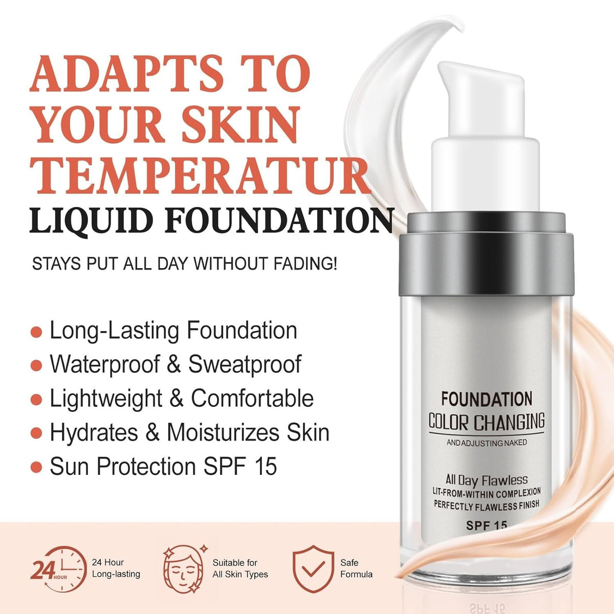 Color-Adapting Foundation with SPF 15 - Flawless Concealer Makeup Set