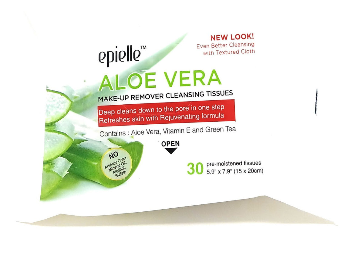 Makeup Remover Tissues Aloe Vera Vitamin E Green Tea 2 Pack - Hypoallergenic & Gentle