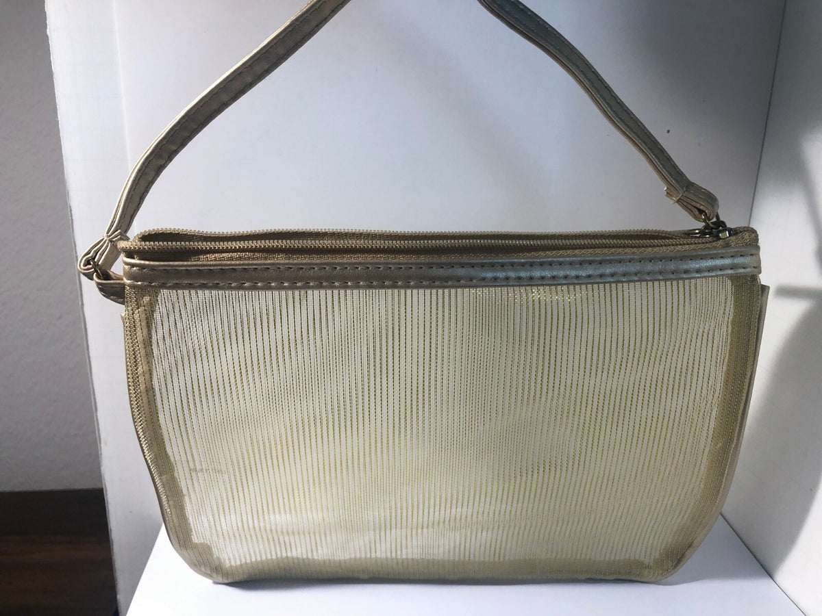 Cosmetic Makeup Bag with Gold Network Design - Travel & Storage