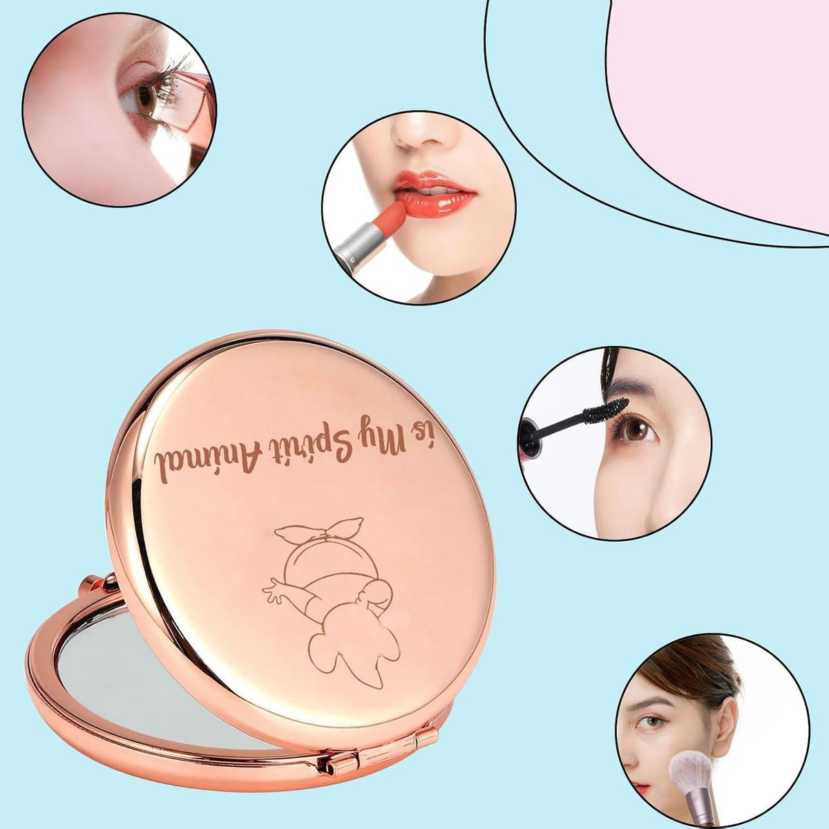Compact 2-Sided Mouse Pocket Mirror for Makeup and Travel - Fairy Tale Mouse Design