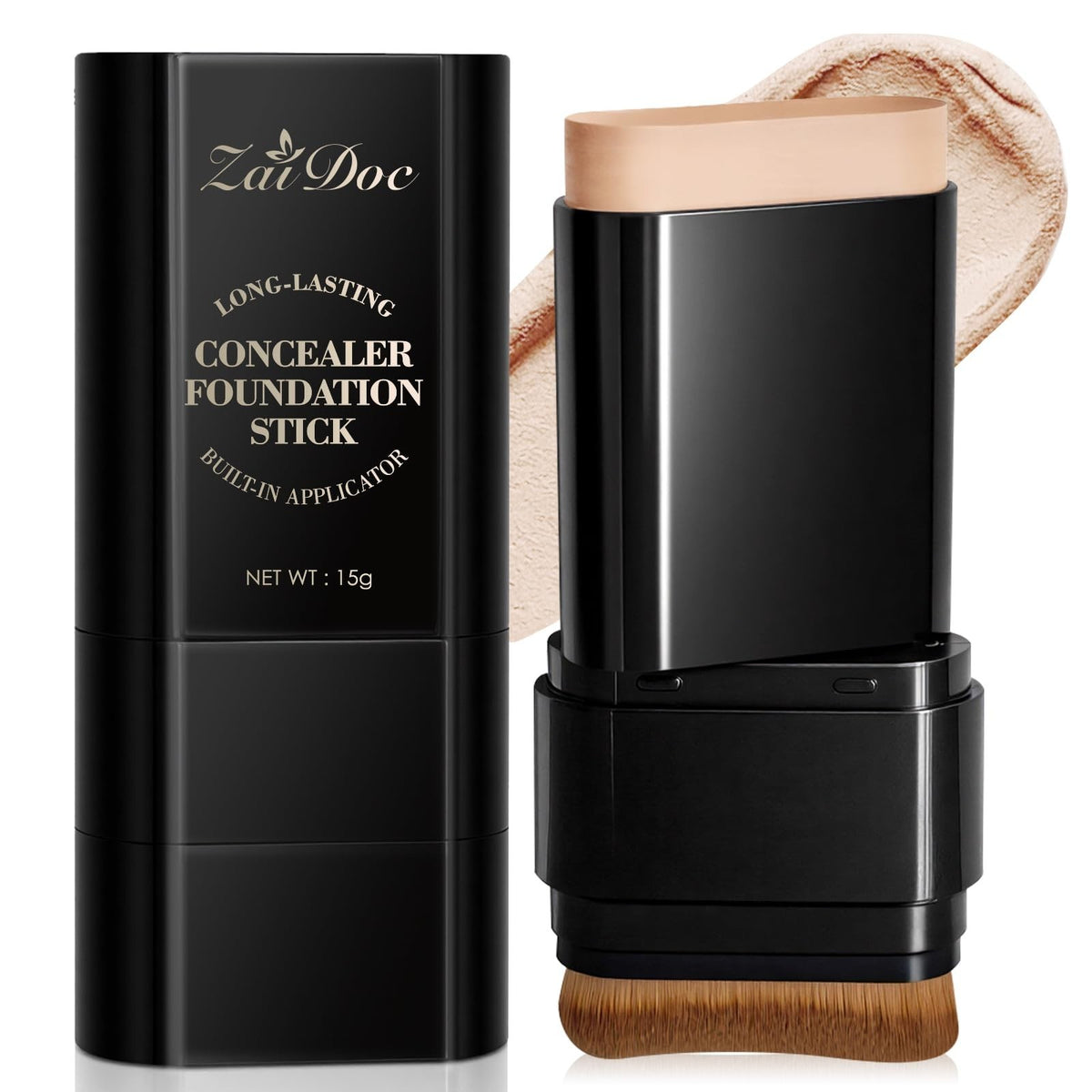2-in-1 Concealer Foundation Stick with Brush - Full Coverage for Dark Circles