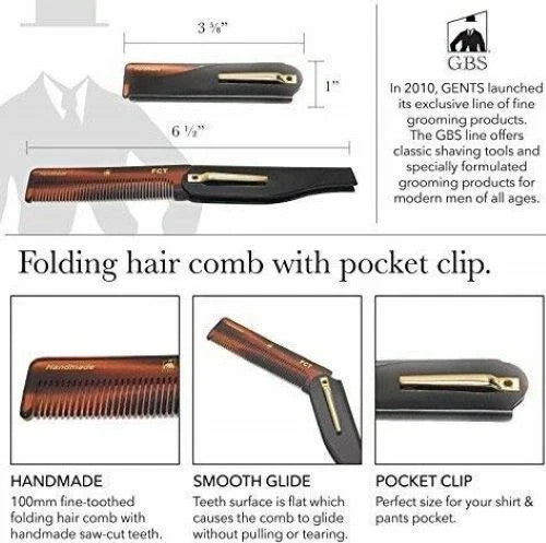 All Purpose Hair Comb Set - Folding Anti-Static Tortoise Shell Style for Beard & Hair