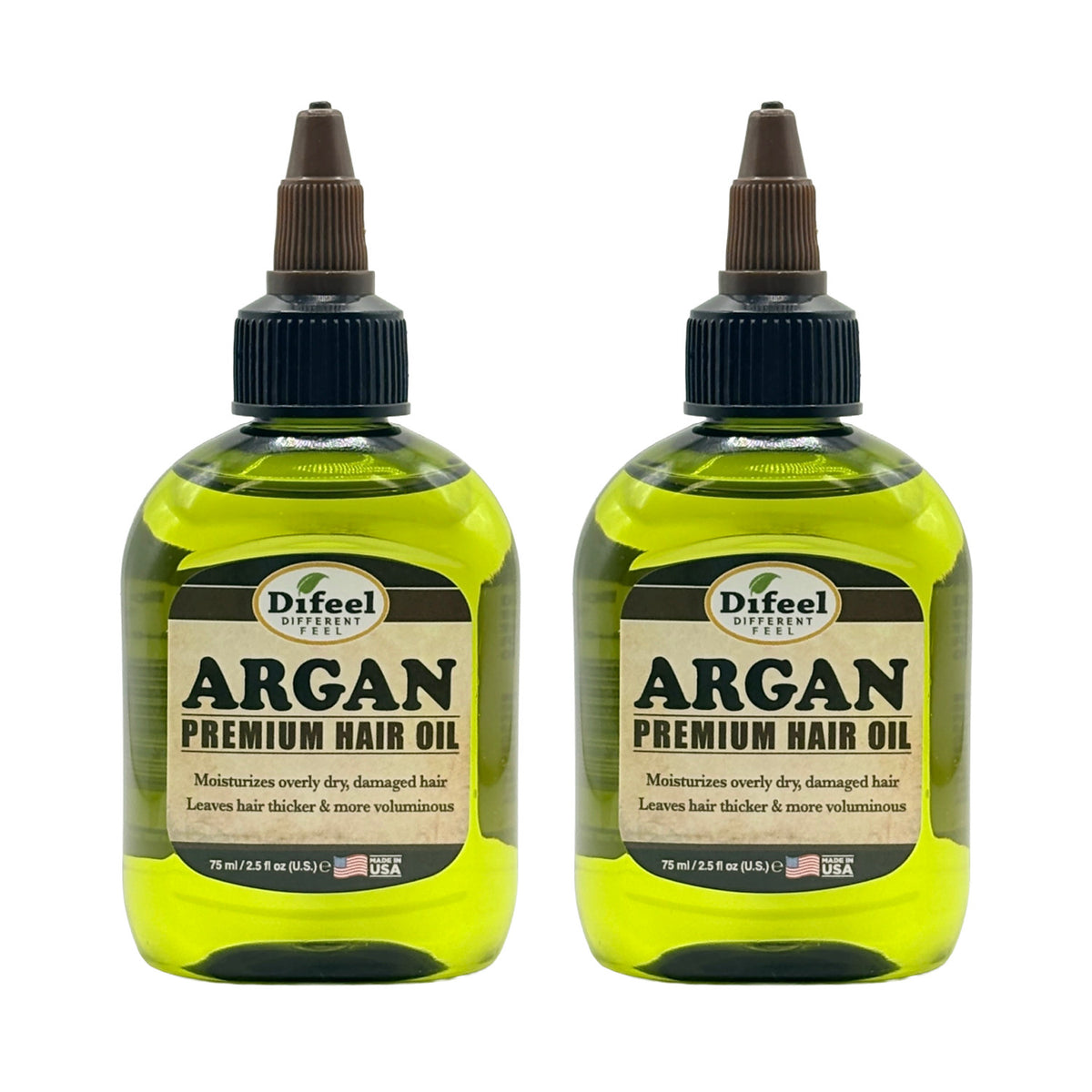 Natural Hair Oil with Argan Oil - 2.5oz Dual Pack for Dry & Damaged Hair